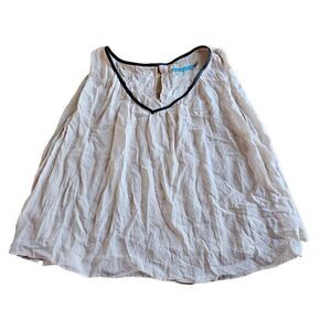 Alice + Olivia womens Sz M soft pink silk and lambs leather trim blouse